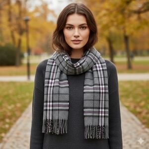 Reitmans Gray and Purple Plaid Scarf